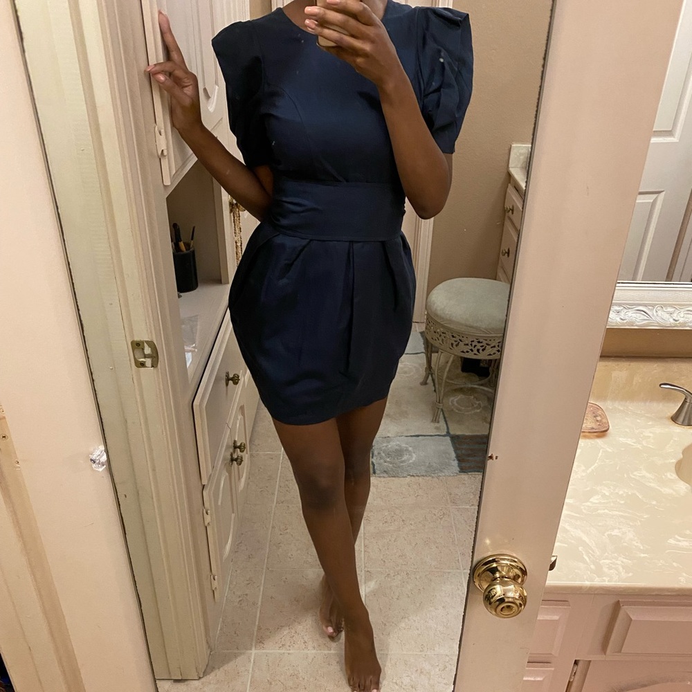 Navy Blue Puffer Mini Dress